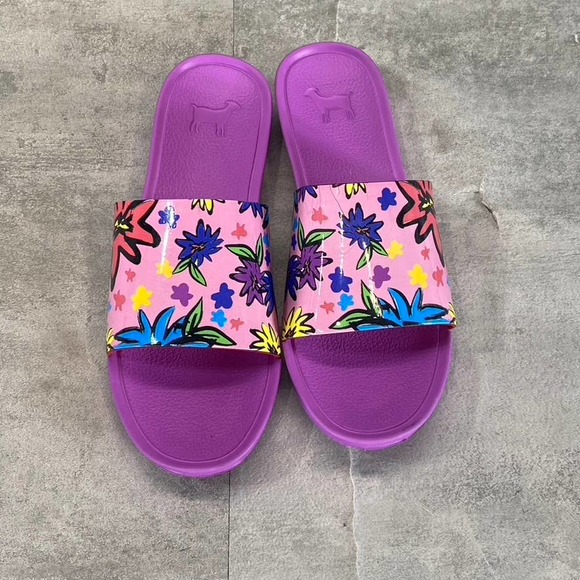 Goats Women's Purple Floral-Print The Slide W Round-Toe Slide Sandals SZ 5 - Picture 4 of 12